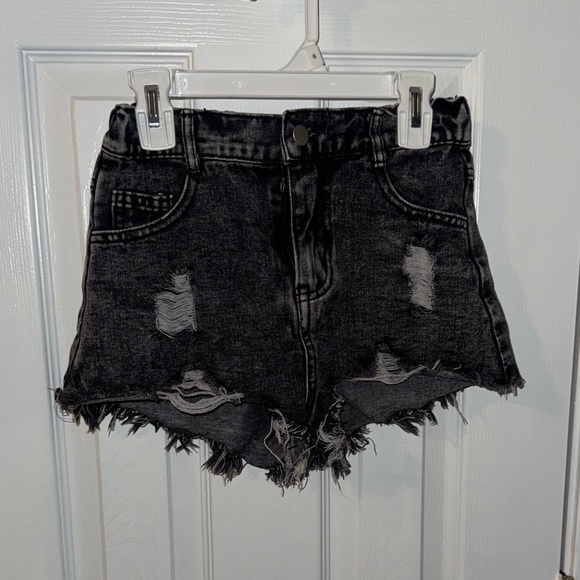 SHEIN Other - SHEIN Distressed Black High-Rise Denim Shorts